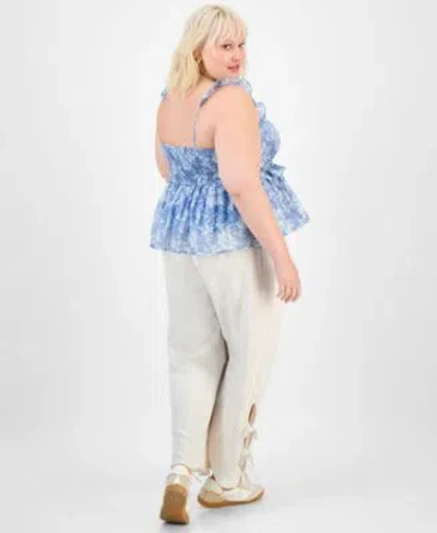 And Now This Now This Trendy Plus Tied Hem Linen Pants Ruffle Tank Top Exclusively At Macys