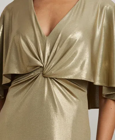 Ralph Lauren Women's Metallic Jersey Twist-front Cape Gown In Gold