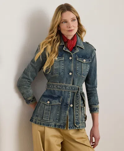 Ralph Lauren Women's Belted Denim Field Jacket In Blue