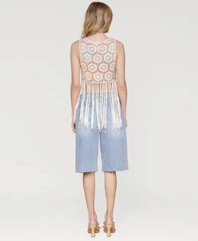 Avec Les Filles Women's Crochet Fringe-hem Crop Top