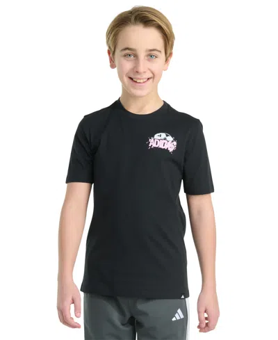 Adidas Originals Big Boy Short Sleeve Soccer Graphic T-shirt In Black