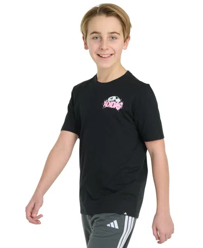 Adidas Originals Big Boy Short Sleeve Soccer Graphic T-shirt In Black