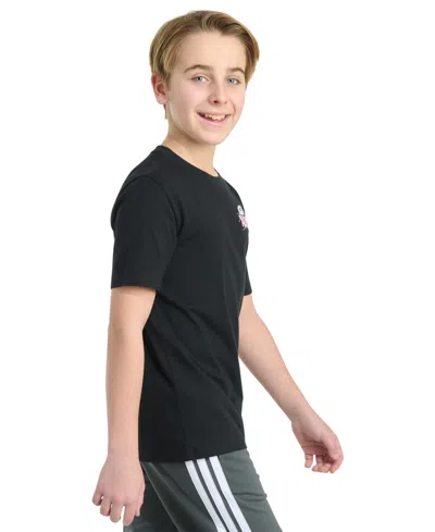 Adidas Originals Big Boy Short Sleeve Soccer Graphic T-shirt In Black