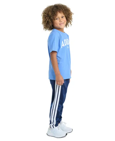 Adidas Originals Toddler & Little Boys Short Sleeve T-shirt & Tricot Pant Set In Blue