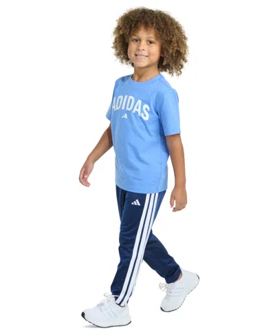 Adidas Originals Toddler & Little Boys Short Sleeve T-shirt & Tricot Pant Set In Blue