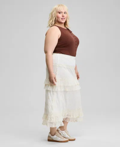 And Now This Trendy Plus Size Lace Ruffle-trim Maxi Skirt, Exclusively At Macy's
