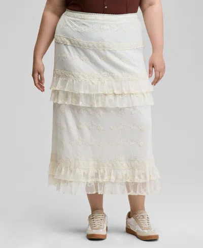 And Now This Trendy Plus Size Lace Ruffle-trim Maxi Skirt, Exclusively At Macy's