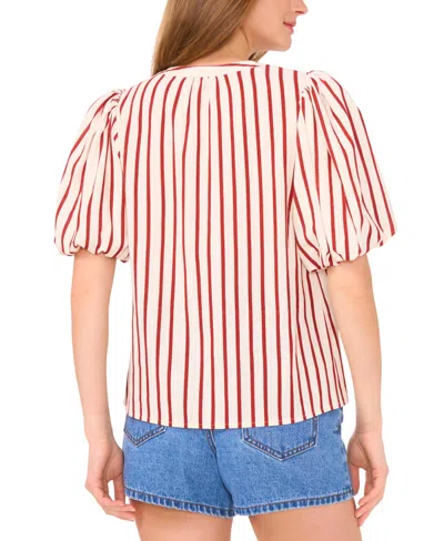 Vince Camuto Stripe Puff Sleeve Top In Pink