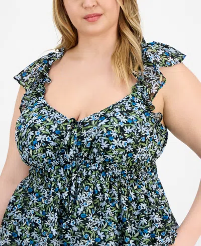 On 34th Trendy Plus Size Ruffled-strap Smocked Top, Exclusively At Macy's