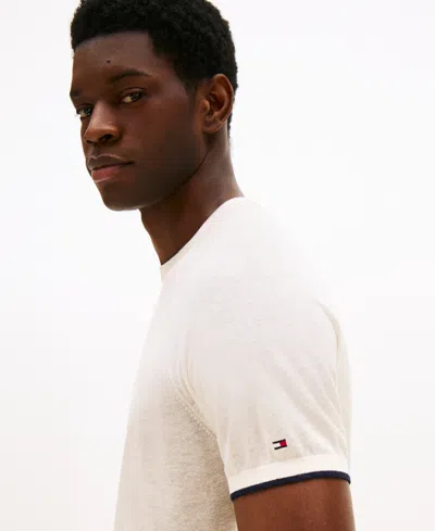 Tommy Hilfiger Men's Relaxed Fit Short Sleeve Crewneck Knitted T-shirt In White