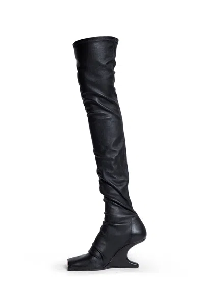 Rick Owens 80mm Cantilever Leather Sock Boots