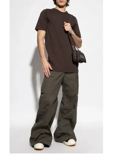 Rick Owens Mens Dark Dust Short Level Crewneck Cotton T-shirt In Brown