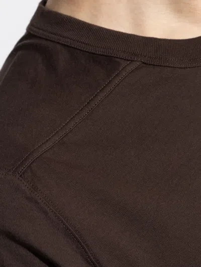 Rick Owens Mens Dark Dust Short Level Crewneck Cotton T-shirt In Brown