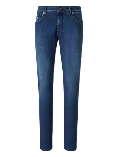 Jacob Cohen Embroidered-patch Slim-fit Jeans In Blue