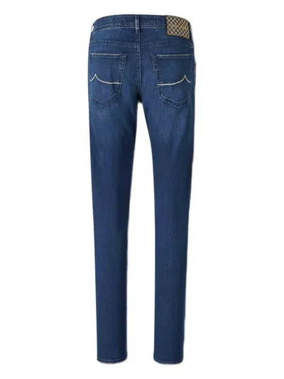 Jacob Cohen Embroidered-patch Slim-fit Jeans In Blue