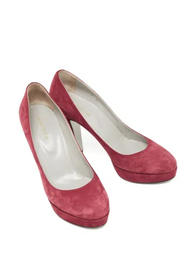 Pre-owned Sergio Rossi Vintage 115mm Suede Platform Pumps In Red