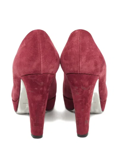 Pre-owned Sergio Rossi Vintage 115mm Suede Platform Pumps In Red