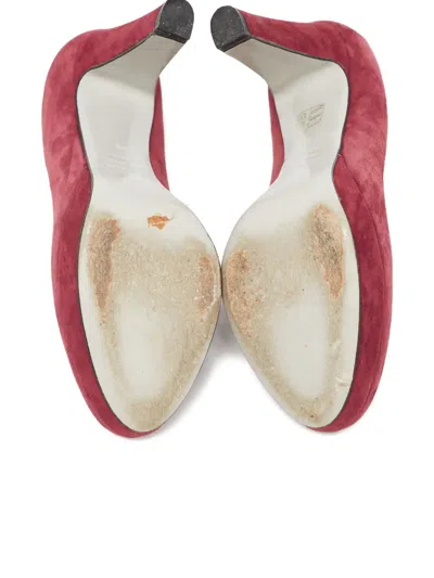 Pre-owned Sergio Rossi Vintage 115mm Suede Platform Pumps In Red