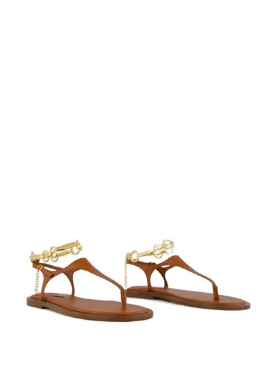 Zimmermann Chain-embellished Leather Sandals In Brown
