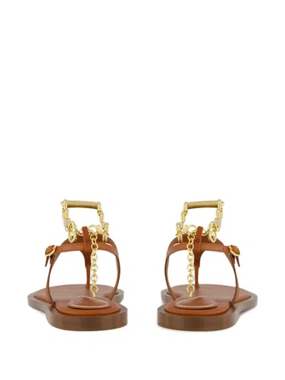 Zimmermann Chain-embellished Leather Sandals In Brown