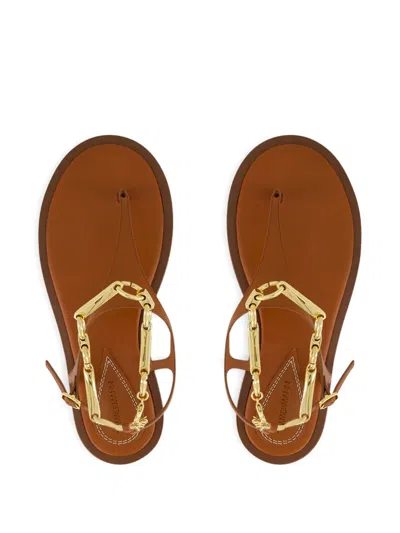 Zimmermann Chain-embellished Leather Sandals In Brown