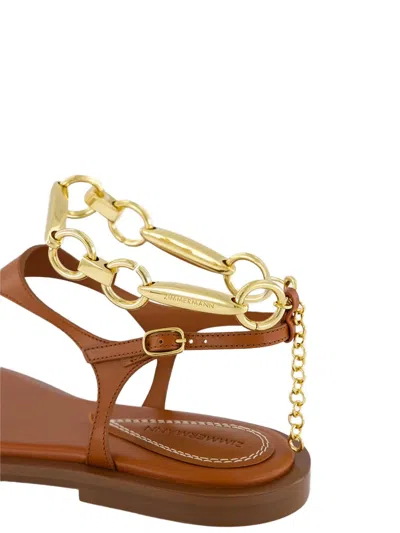Zimmermann Chain-embellished Leather Sandals In Brown
