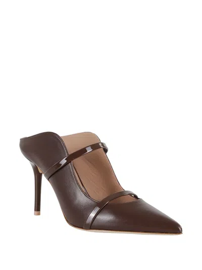Malone Souliers 85mm Maureen Patent-leather Stiletto Mules In Brown