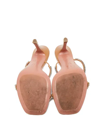 Pre-owned Amina Muaddi 2024 100mm Gilda Mules In Brown