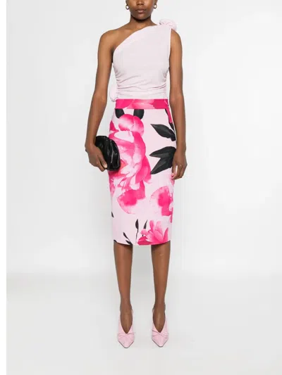 Chiara Boni La Petite Robe Floral-print Midi Skirt In Pink
