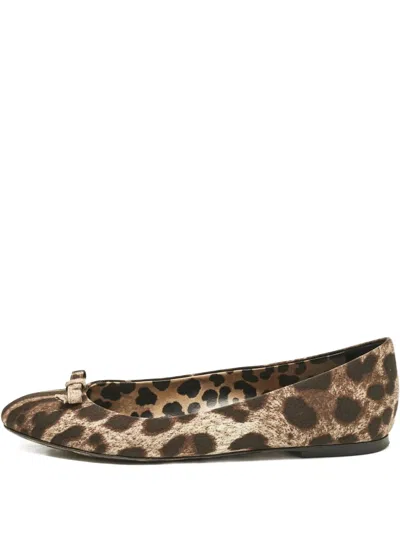 Pre-owned Dolce & Gabbana Leopard-print Ballet Flats