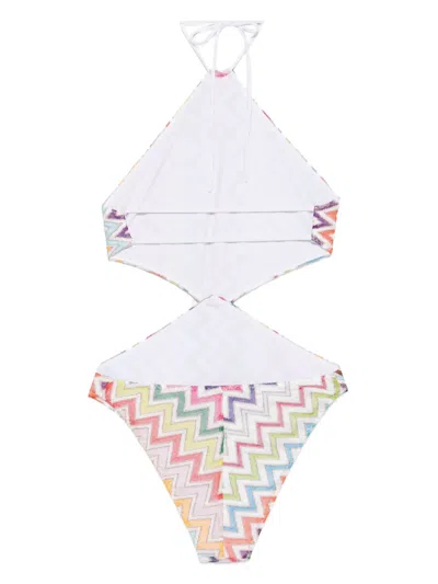 Missoni Zigzag Halterneck Swimsuit In Multi