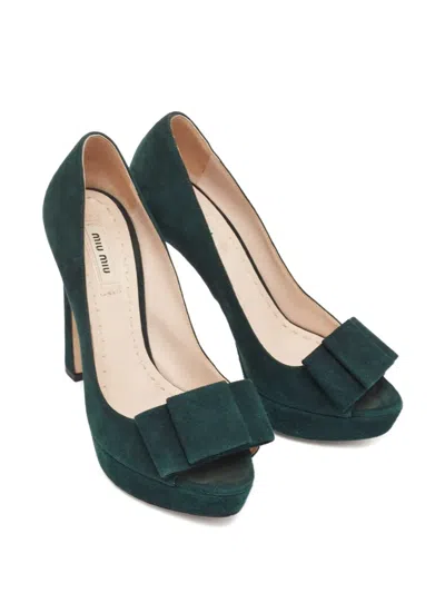 Pre-owned Miu Miu Suede Platform Pumps