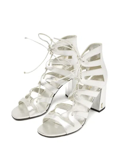 Pre-owned Saint Laurent 90mm Lace-up Leather Sandals