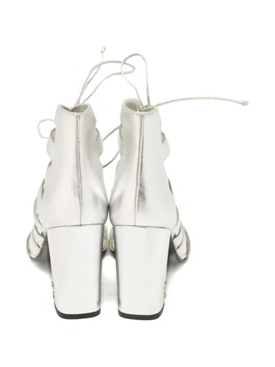 Pre-owned Saint Laurent 90mm Lace-up Leather Sandals