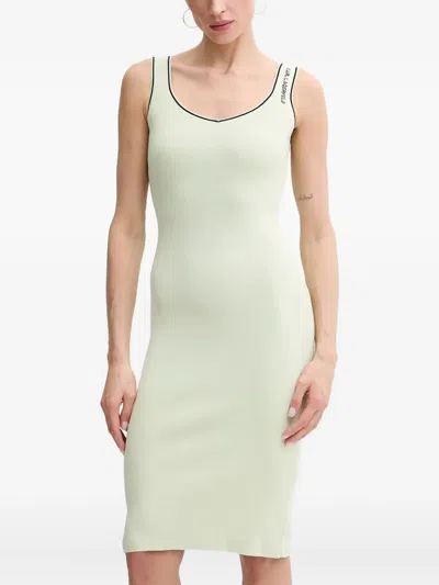Karl Lagerfeld Ribbed Midi Dress In Green