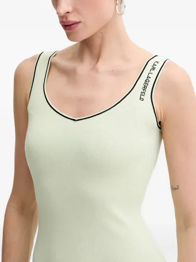 Karl Lagerfeld Ribbed Midi Dress In Green