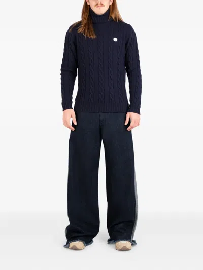 Société Anonyme Cable-knit Turtleneck Sweater In Blue