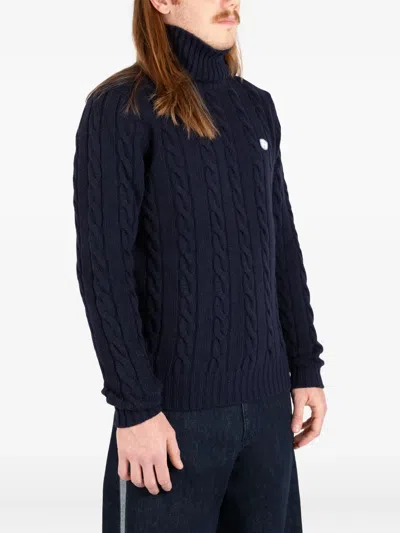 Société Anonyme Cable-knit Turtleneck Sweater In Blue