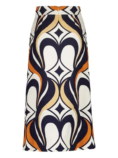 La Doublej Macro-pattern Midi Skirt In Multi