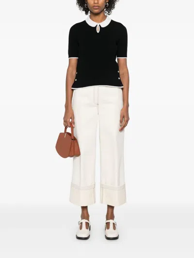 Thom Browne Keyhole Cashmere Polo Shirt In Black