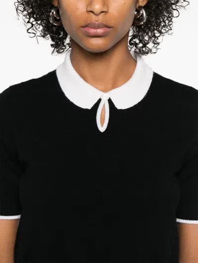 Thom Browne Keyhole Cashmere Polo Shirt In Black