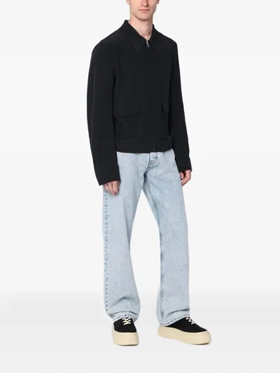 Mm6 Maison Margiela Zip Up Silk Jacket With Collared Neck In Black