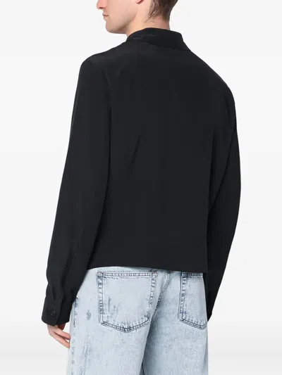 Mm6 Maison Margiela Zip Up Silk Jacket With Collared Neck In Black