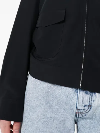 Mm6 Maison Margiela Zip Up Silk Jacket With Collared Neck In Black