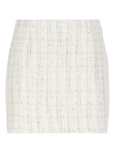 Tagliatore Sequin-embellished Tweed Mini Skirt In Neutral