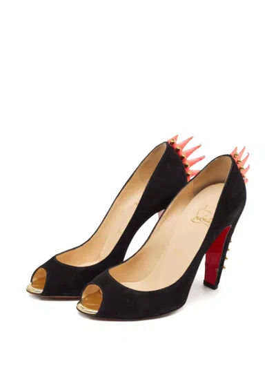 Pre-owned Christian Louboutin 115mm Spiked Peep-toe Pumps