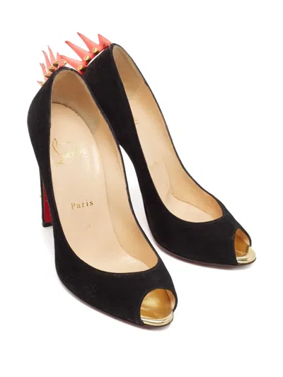Pre-owned Christian Louboutin 115mm Spiked Peep-toe Pumps