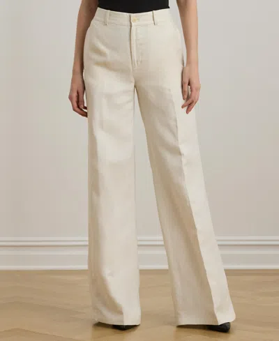 Ralph Lauren Linen-blend Twill Wide-leg Pant In Gray