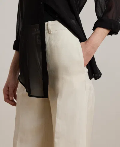 Ralph Lauren Linen-blend Twill Wide-leg Pant In Gray