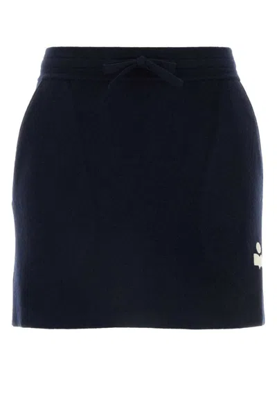 Isabel Marant Étoile Isabel Marant Etoile Women Midnight Blue Stretch Cotton Blend Amaline Mini Skirt In Blue
